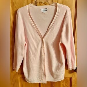 Croft & Barrow Pink V-Neck Cardigan Sweater Size Large Pastel Coquette Preppy